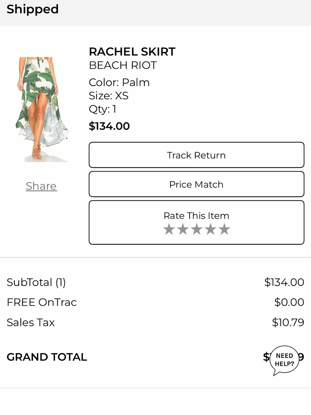 Beach Riot Green Palm Rachel Sarong Skirt